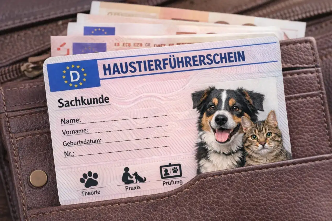 Ein "Haustierführerschein" mit Sachkunde-Nachweis für Hunde und Katzen, ausgestellt in Deutschland.